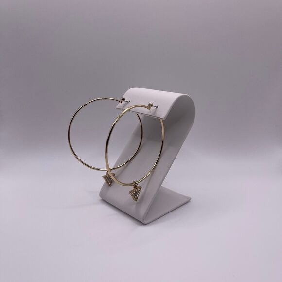 Michael Kors Women’s Zirconia Triangle Dangling Pendant Charm Gold Hoop Earrings - Picture 7 of 12